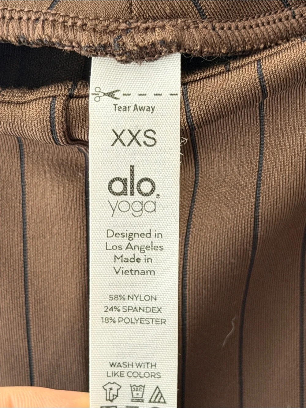 Alo Yoga Pinstripe Zip It Flare Leggings Brown XXS